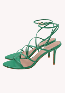 Jill strappy heel in Vibrant Green vegan leather, edie collective